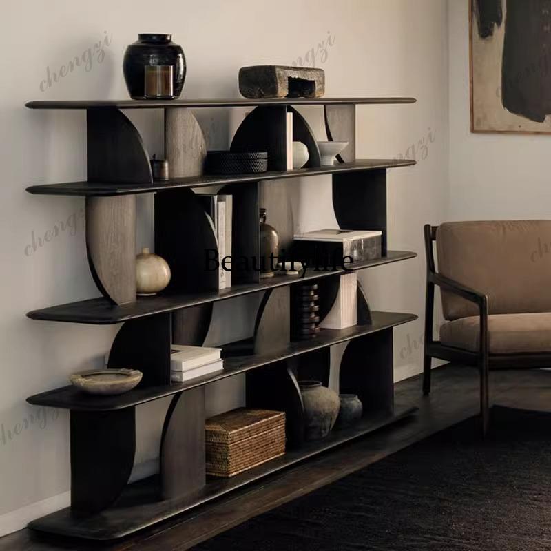 Bookcase Wood Shelf - Книжный шкаф из массива дерева, черный,