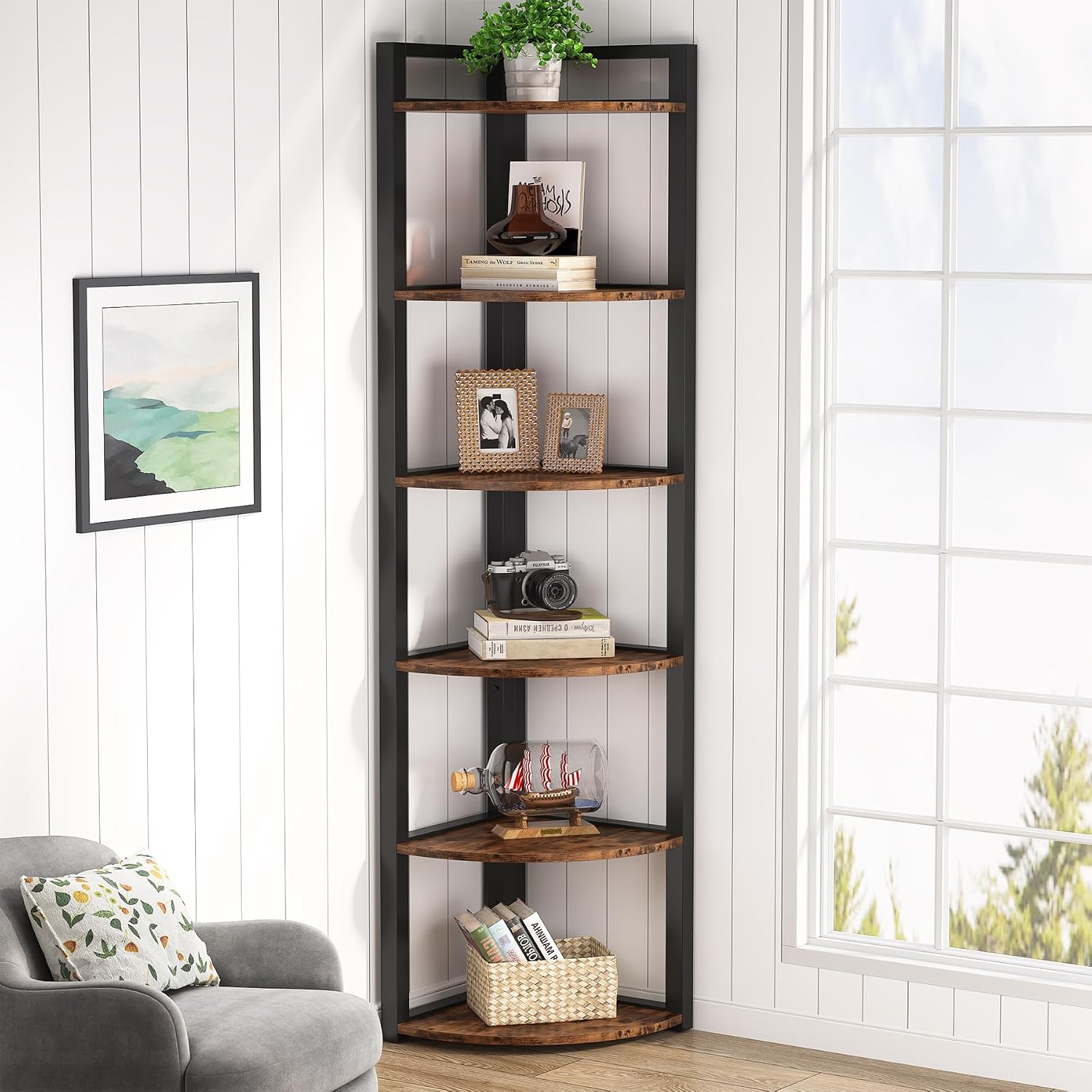 Угловая полка Tribesigns с 6 я – обзор и цена Bookcase Wood Shelf