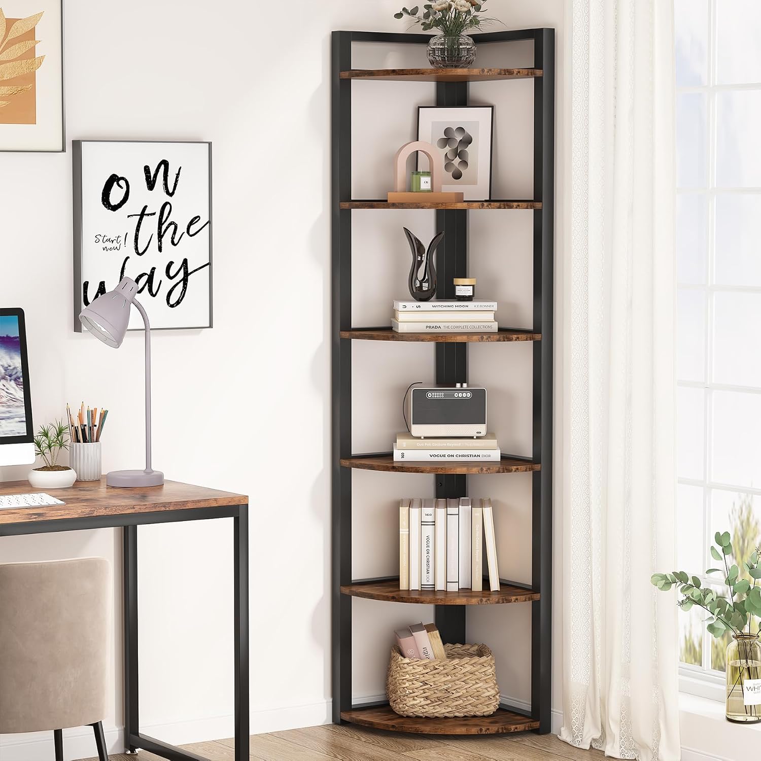 Угловая полка Tribesigns с 6 я – обзор и цена Bookcase Wood Shelf